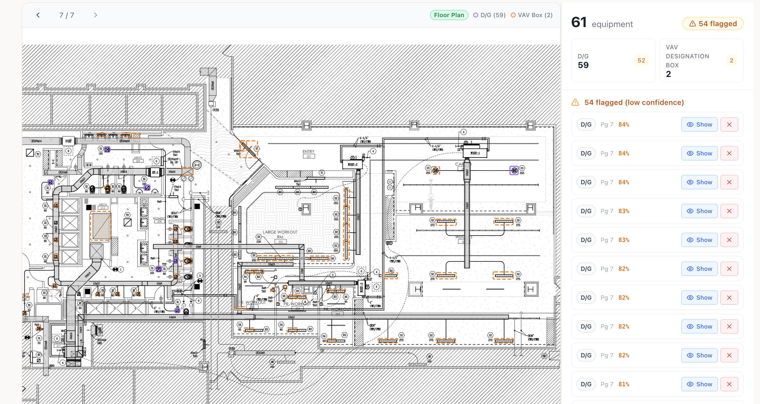 TabPro AI review workspace used to illustrate a live demo session on real drawing sets.